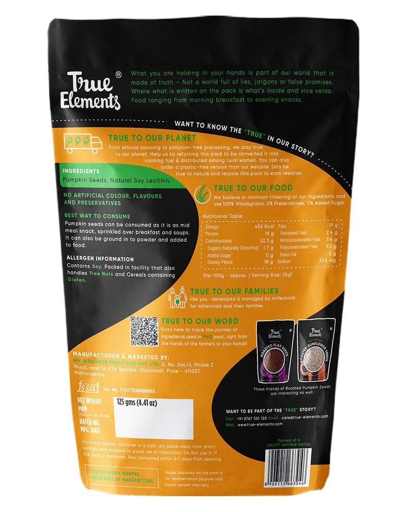 True Elements Roasted Pumpkin Seeds - plant based Dukan