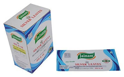 Jainam Edible Silver Leaves, No 138 pm.sq; 150 Sheets - plant based Dukan