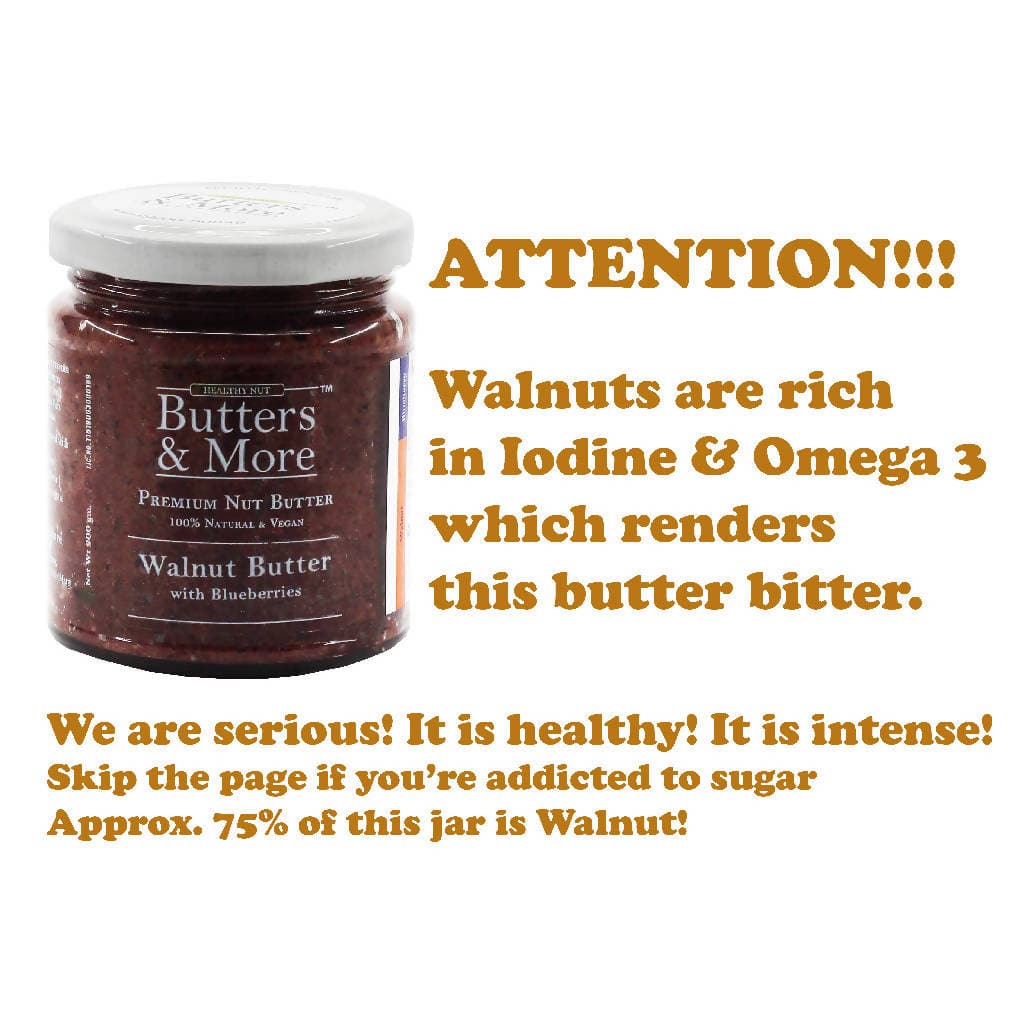 Butters & More Vegan Walnut Butter with Natural Blueberries (200G) No Artificial Flavours Or Colour. - Vegan Dukan