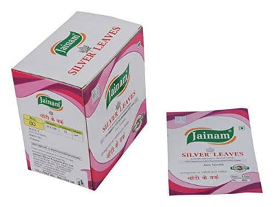 Jainam Edible Silver Leaves. No 80; 150 Sheets - plant based Dukan