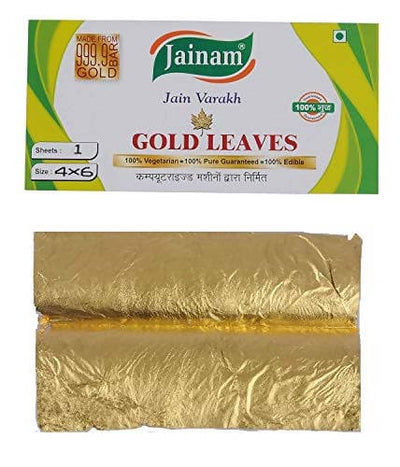 Jainam Edible Gold Leaves; 1 Sheet - plant based Dukan