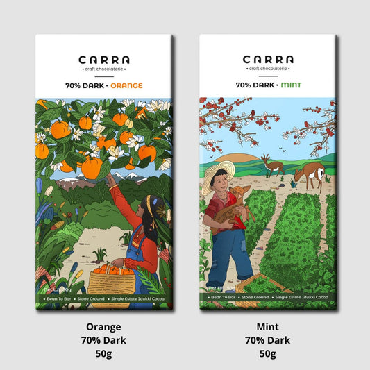 Carra Dark 70% | Pack of 4 - Orange and Mint in Dark 70% ; 200g - plant based Dukan