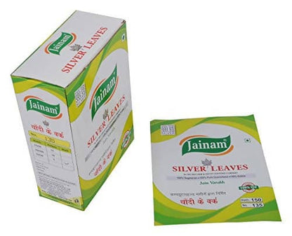 Jainam Edible Silver Leaves, No 135; 125 Sheets - plant based Dukan