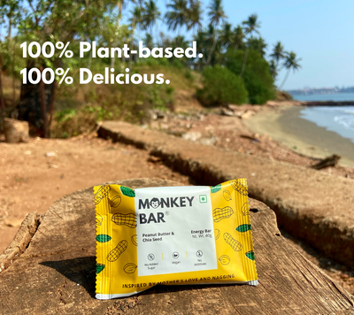 Monkey Bar - Peanut Butter & Chia Seed Energy Bars - No Added Sugar - Pack of 10 (10X40g)