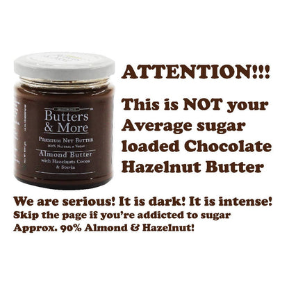 Butters & More Vegan Almond Butter with Hazelnuts, Dark Cocoa & Stevia (200g) - Vegan Dukan