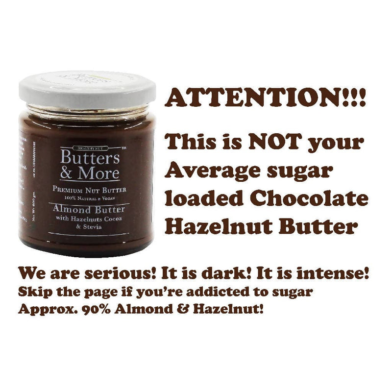 Butters & More Vegan Almond Butter with Hazelnuts, Dark Cocoa & Stevia (200g) - Vegan Dukan