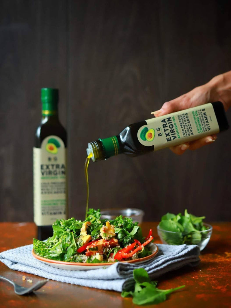 Black & Green Extra Virgin Cold Press Multipurpose Avocado Cooking Oil Bottle, 250 ml - plant based Dukan