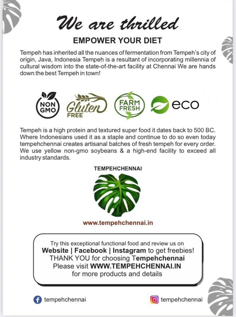 Tempeh Chennai |Tempeh Soybean FLAX SEEDS Tempeh (Soybean) Fresh , 200g