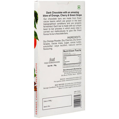 Toska Orange, Cherry and Green Grape - 65% Dark Chocolate - plant based Dukan